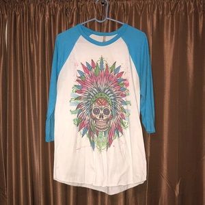 Colorful Indian Skull Baseball Tee!